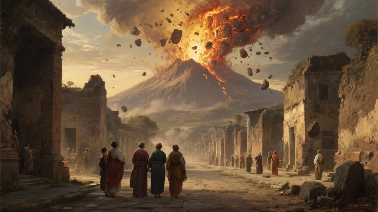 Pompeii Eruption in Renaissance Style