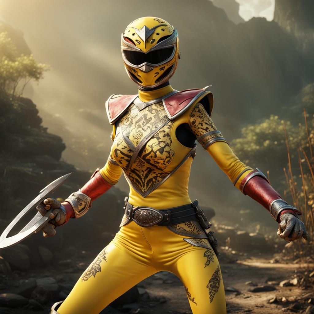 Leopard Power Ranger in Battle: Detailed Matte Painting