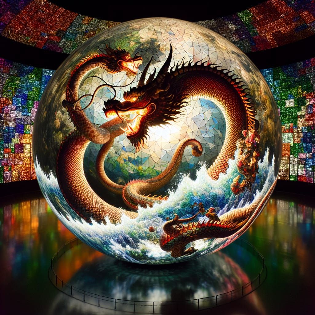 A Giant glowing orb with dragon inside!