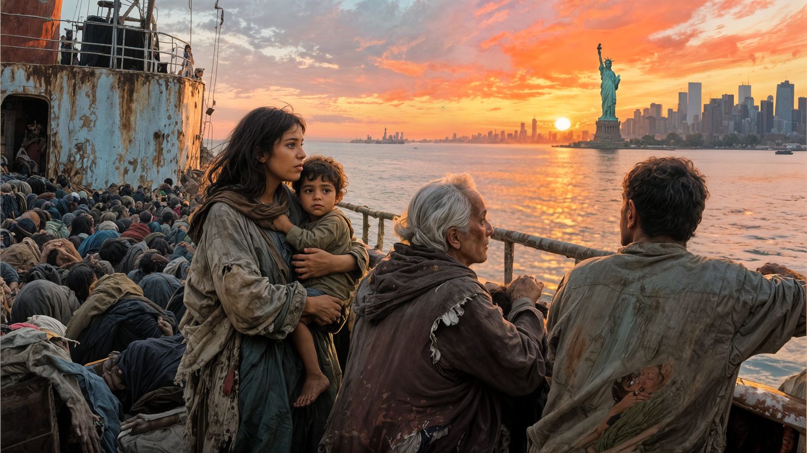 Refugees Arriving at New York Harbor