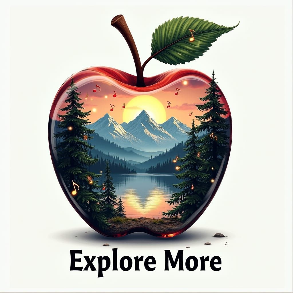 Crystal Apple with Musical Notes in Ultra HD