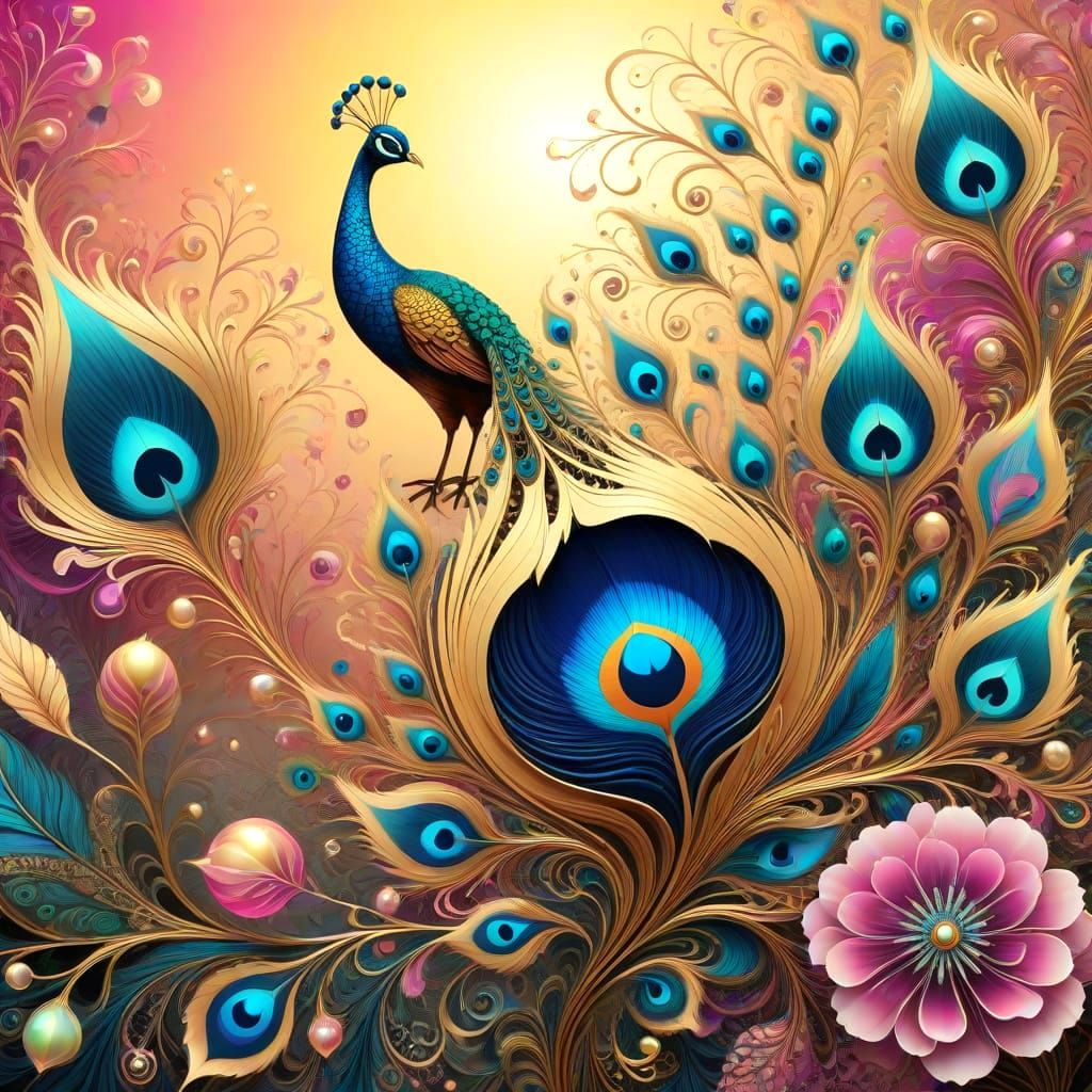 Surreal Fantasy Garden with Iridescent, Shimmering Colors