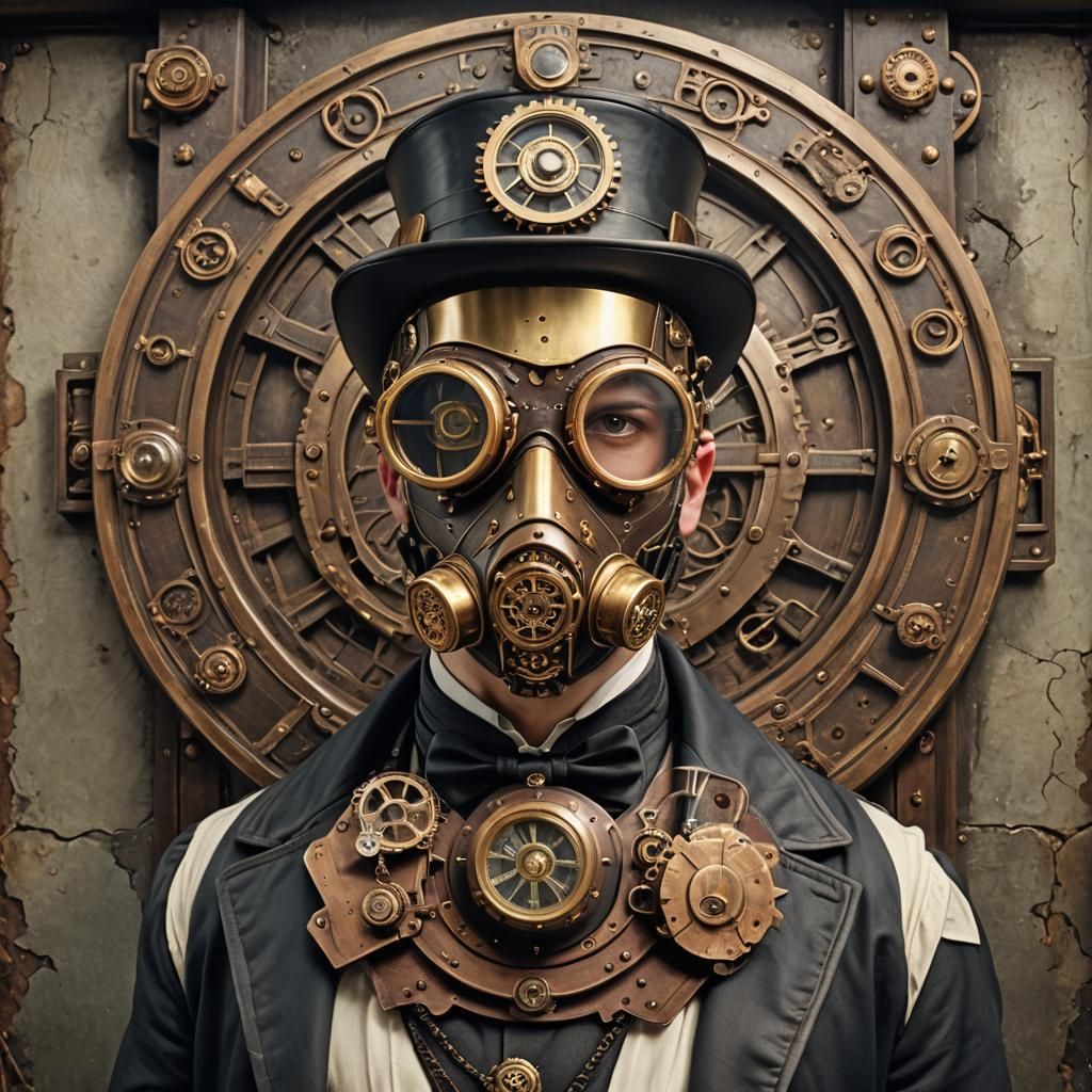 Steampunk Plague Doctor in Hyperrealistic Scene