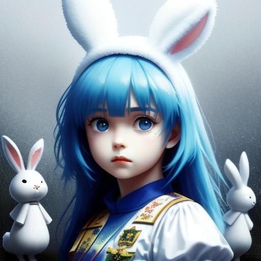 Alice and White Rabbit in Anime Dreamscape