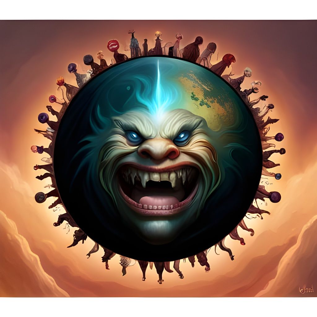 Anthropomorphic Planet Laughs in Space: Fantasycore Art