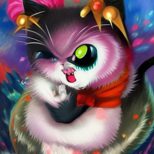 Kawaii Vampire Cat Body Swap in Anime Style