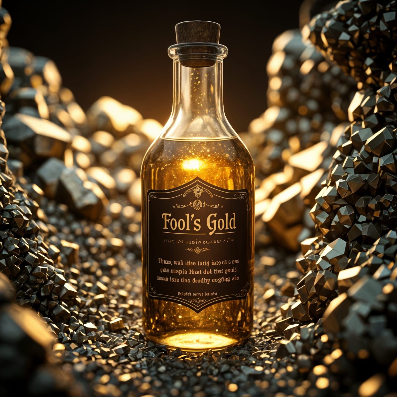 Magical Potion in an Antique Pyrite Mine Setting