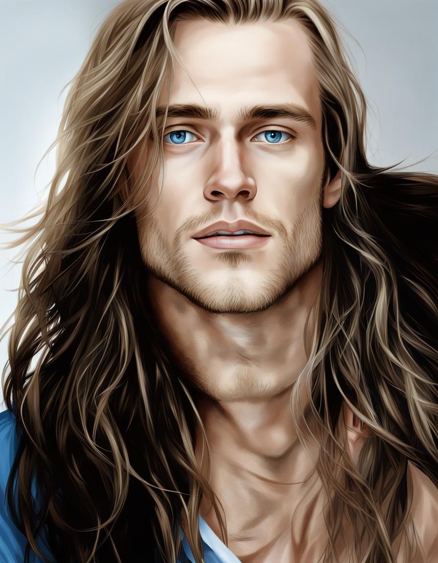 Realistic Portrait of a Blond Man with Blue Eyes