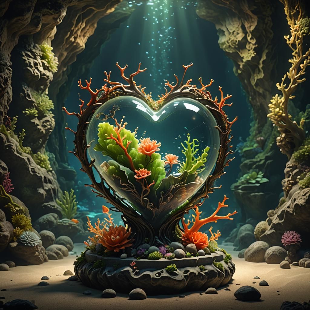 Enchanted Heart Phial in Underwater Cavern
