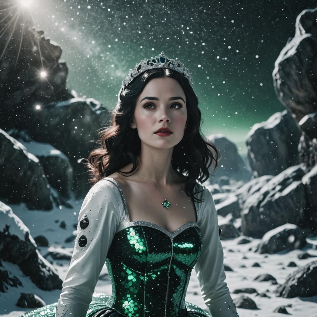 Snow White Mermaid Cosmonaut in Space