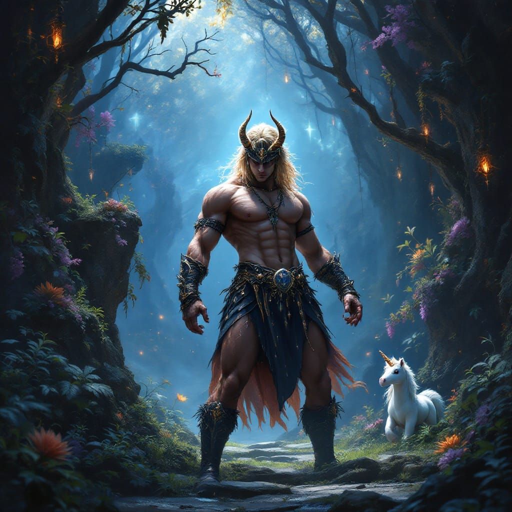 Goth Barbarian Male in Immersive Fantasy Wonderland