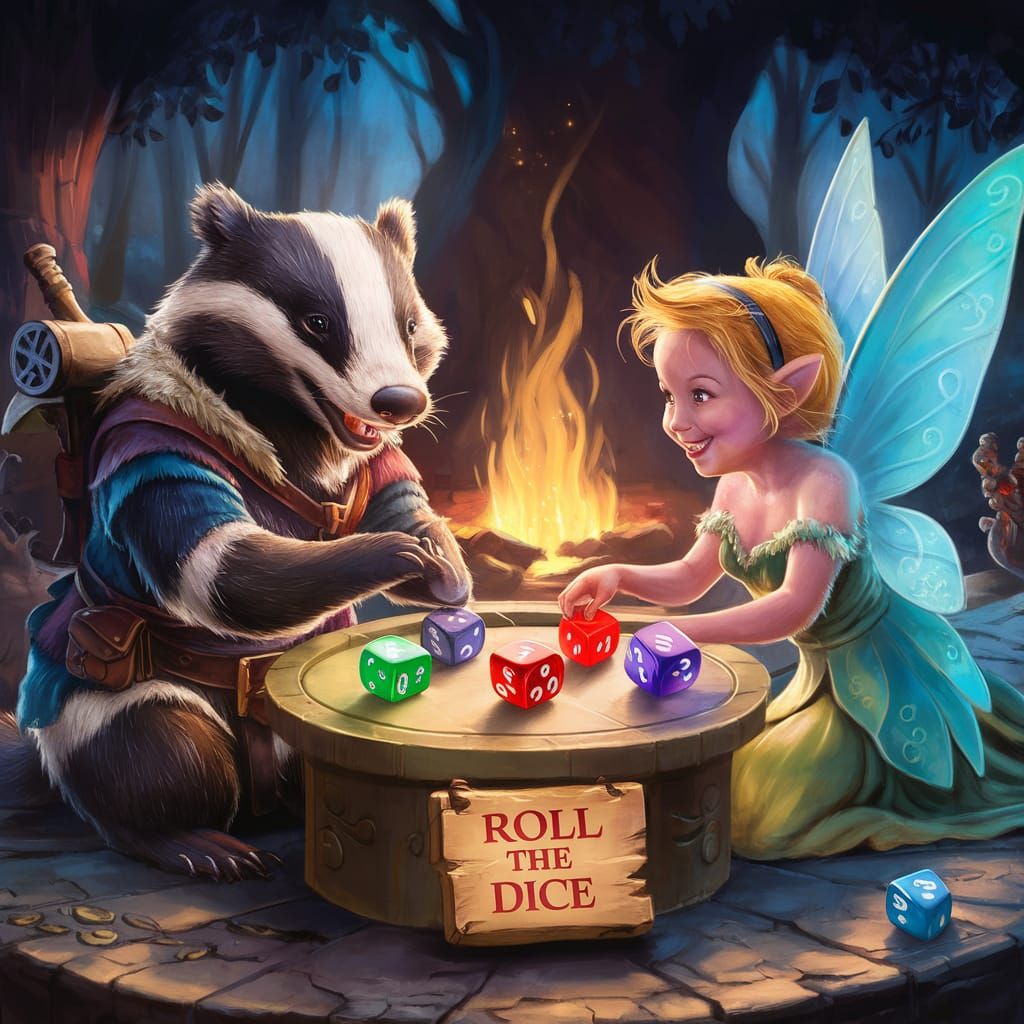 Badger and Pixie Roleplaying Game Illustration