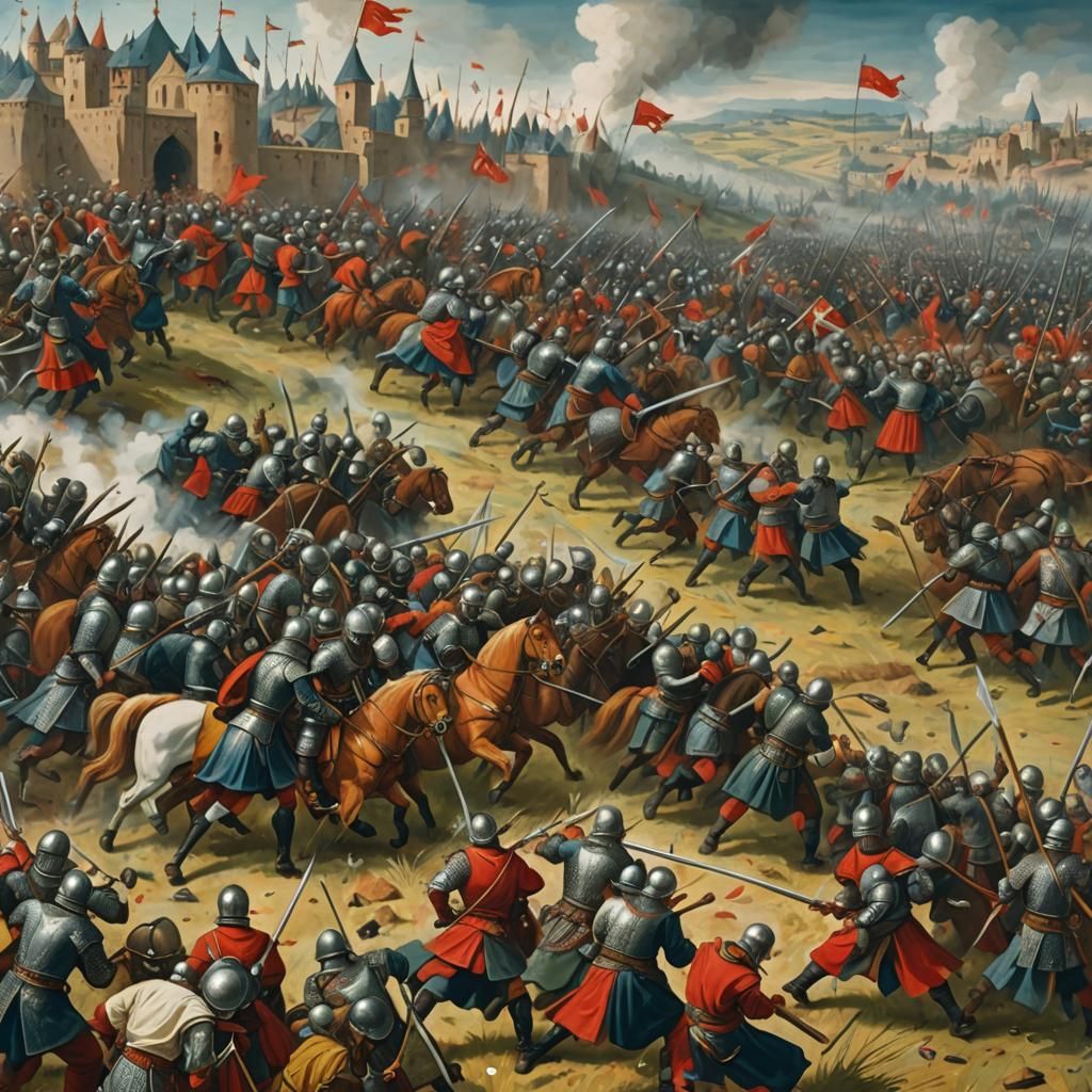 Medieval Battlefield Painting: Catholics vs Muslims