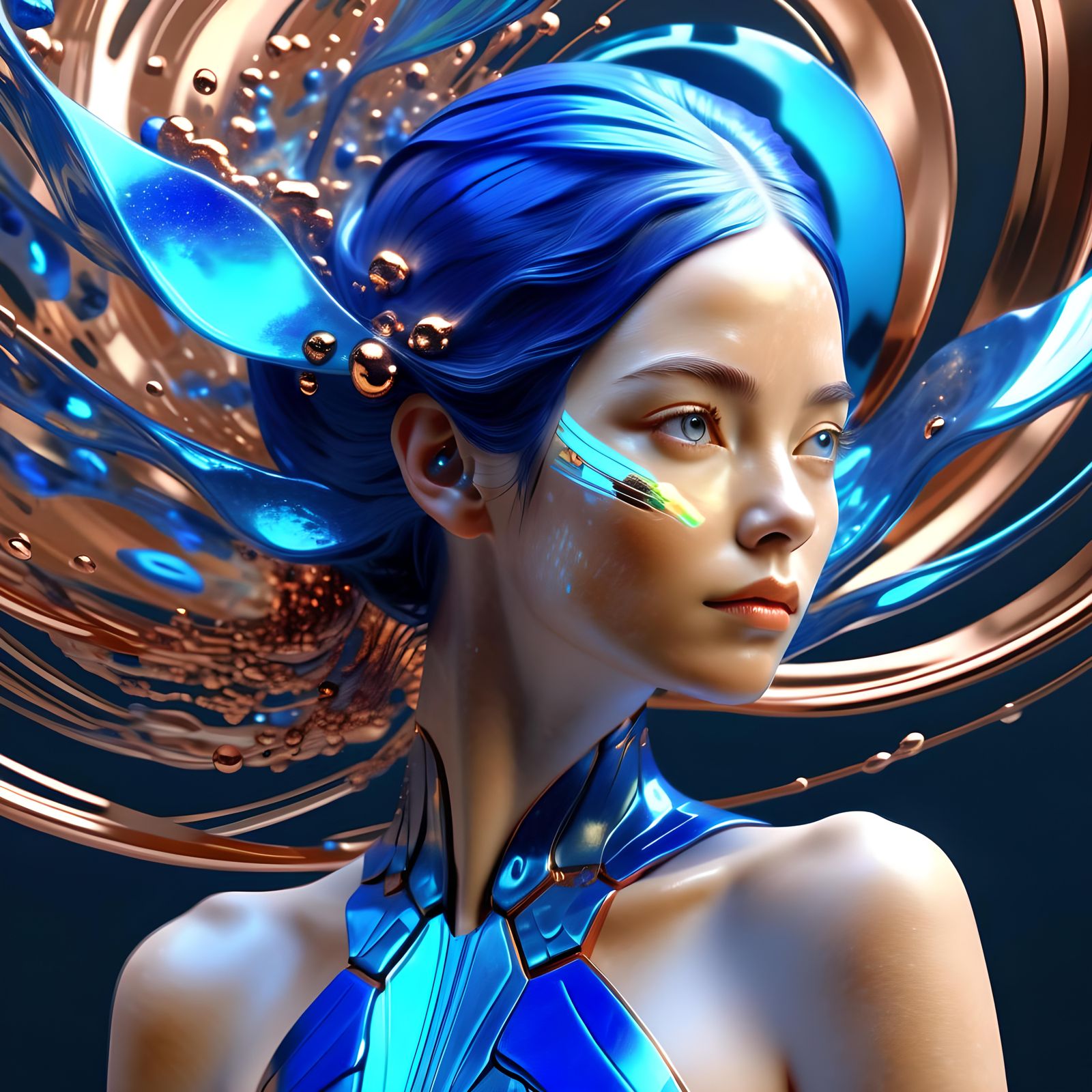 Sci-Fi Woman: Cobalt and Copper Energy Being