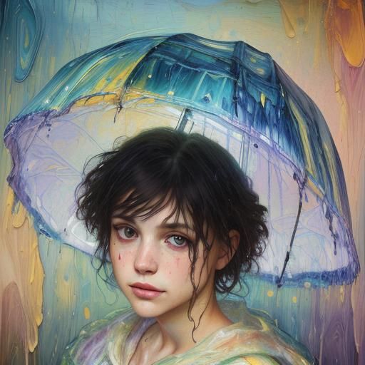 Pluviophilia Portrait in Expressionist Impasto Style