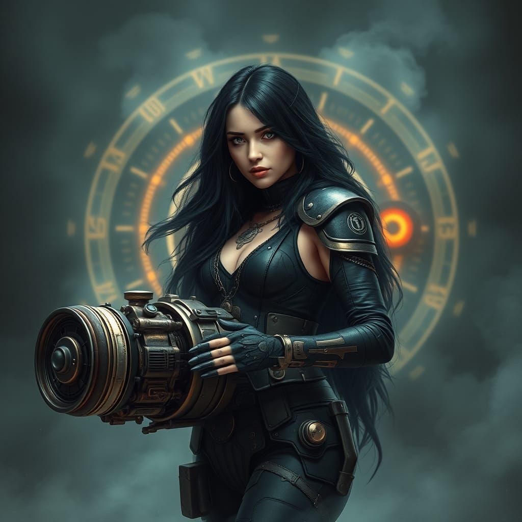 Steampunk Woman in Sci-Fi Full Body Portrait
