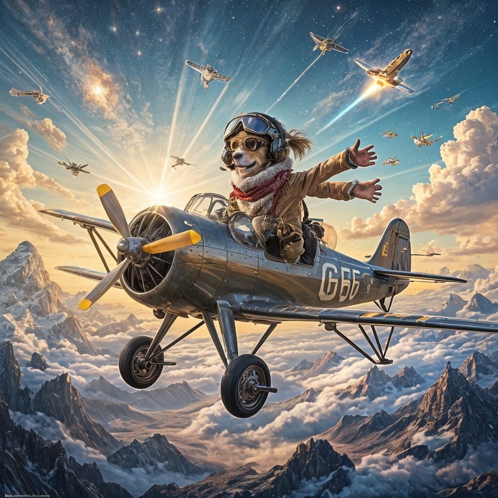 Cosmic Creation: Pilot Dog's Epic Flight