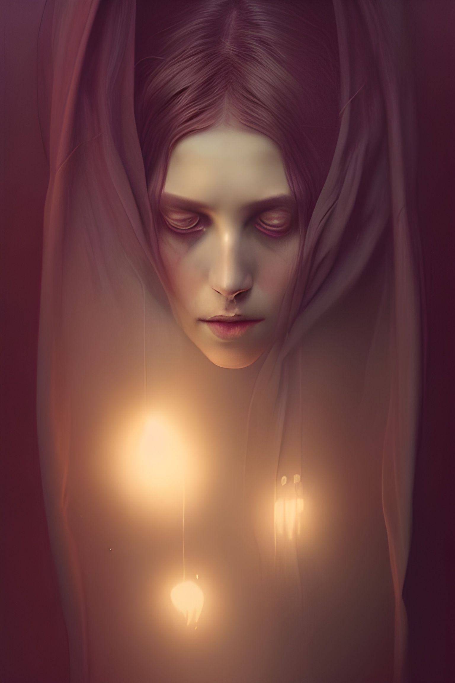 Sinister Witch Portrait in Watercolor Style