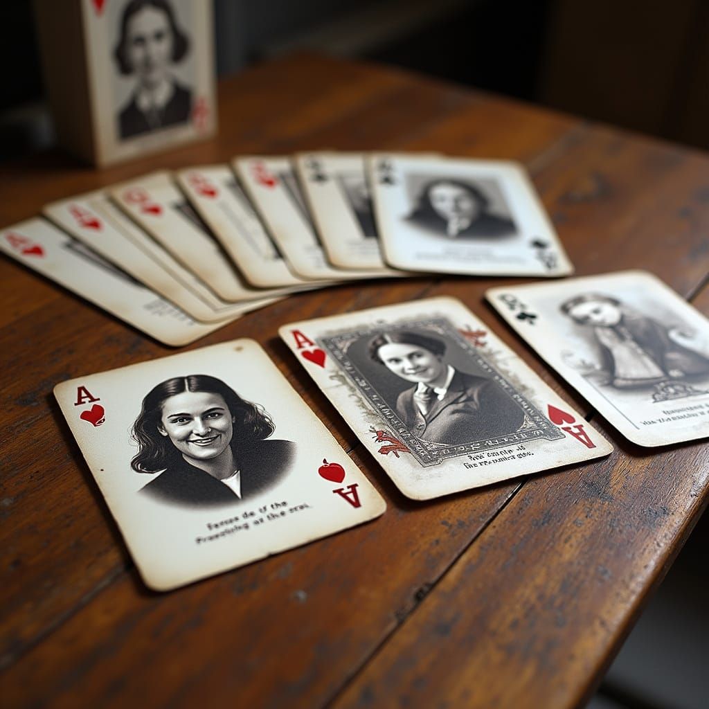 Anne Frank-Inspired Playing Cards in Watercolor Style