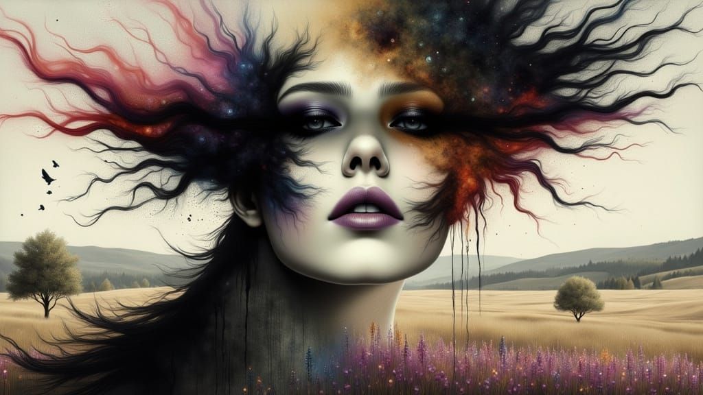 Surreal Paradox in Liquid Watercolor Style