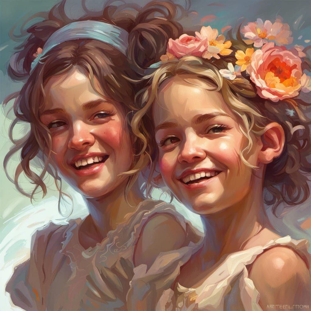 Sisters' Laughter: Hyperdetailed Portrait in Unreal Engine