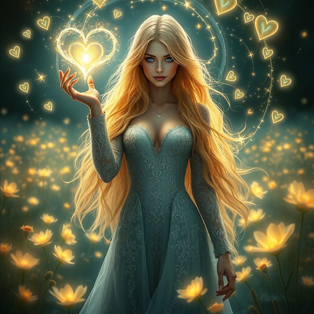 Enchantress Casting a Spell in Ethereal Fantasy Style