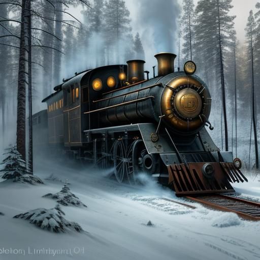 Steampunk Engine Braving Blizzard in Finland