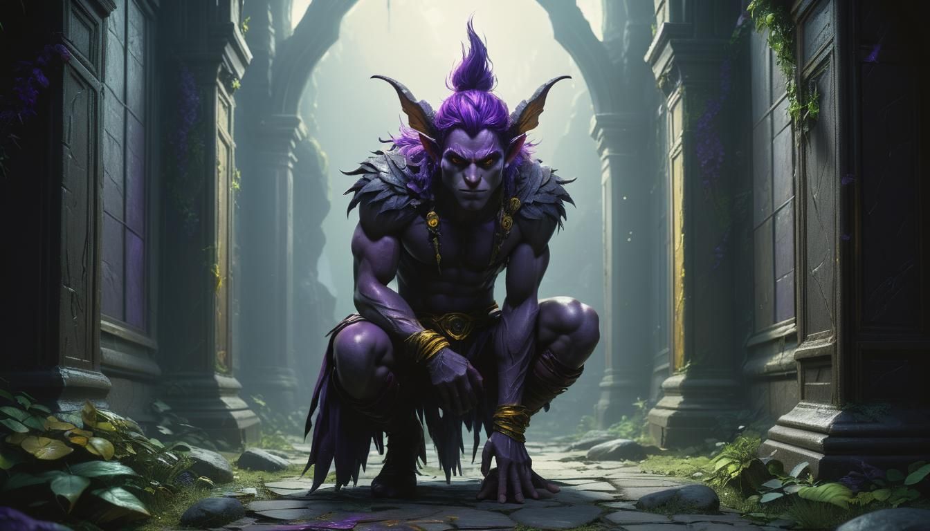 Vibrant Dark Fae in Grim Gritty Hyper-Realistic Style