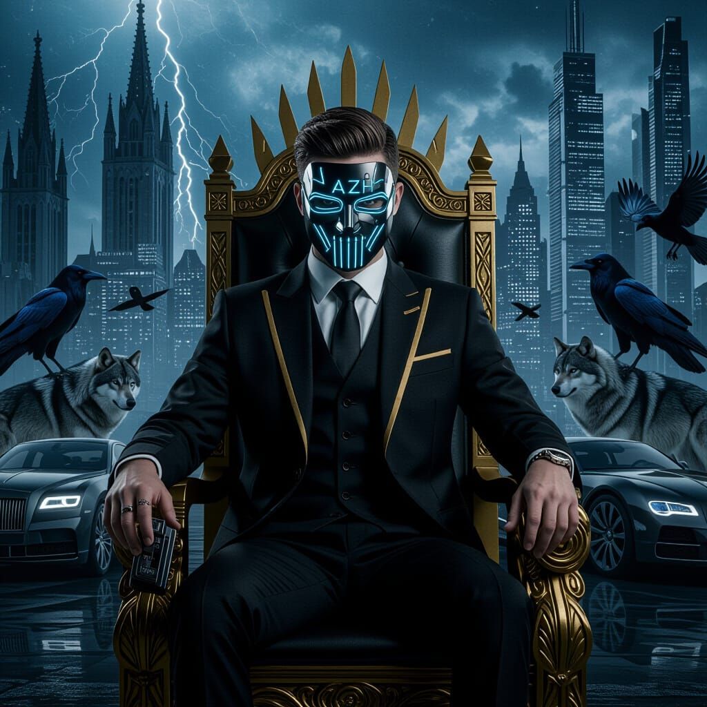 Kingly Hacker in Black and Gold Suit