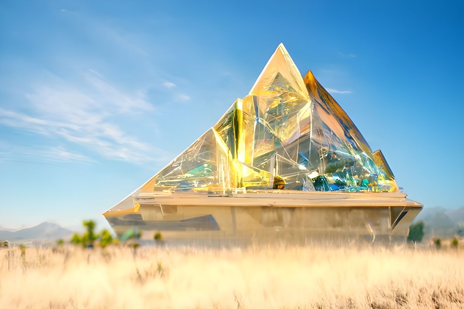 Futuristic Glass Pyramid in Modernist Architecture