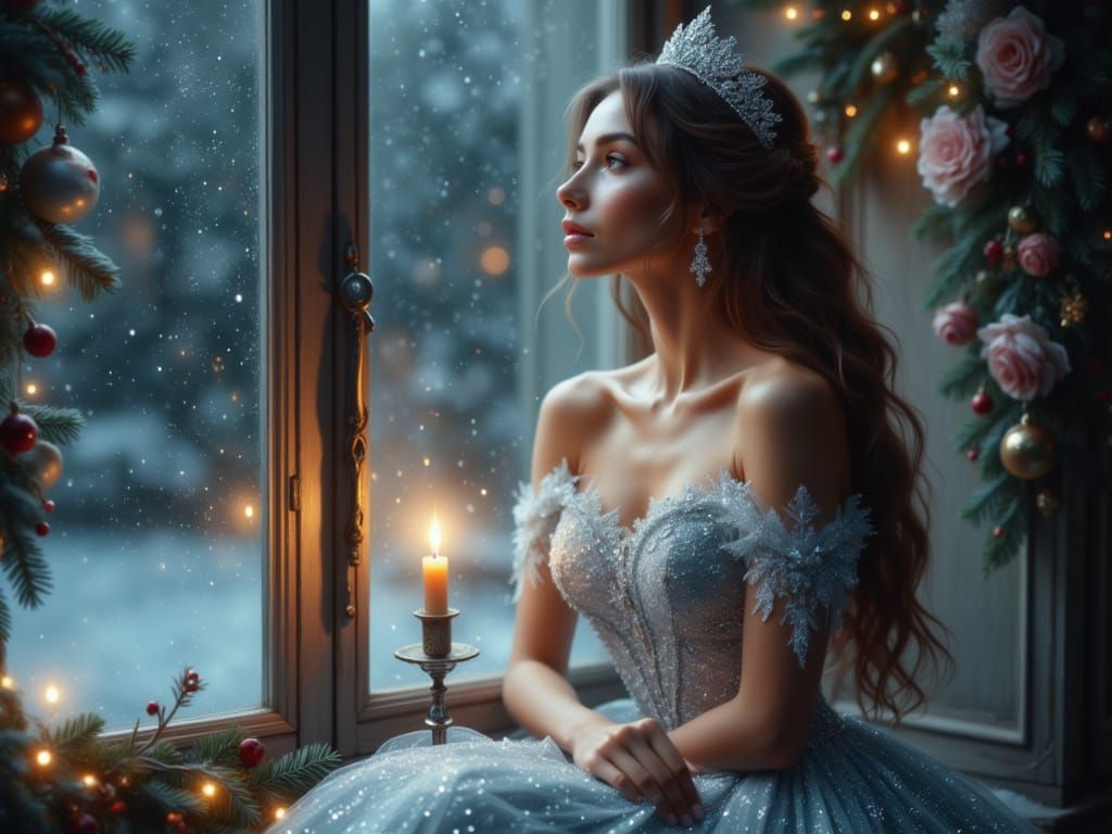 Elegant Ice Queen by Candlelight on Christmas Eve