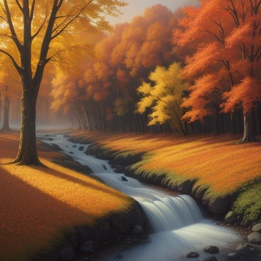 Breathtaking Autumn Landscape in Oil Painting Style