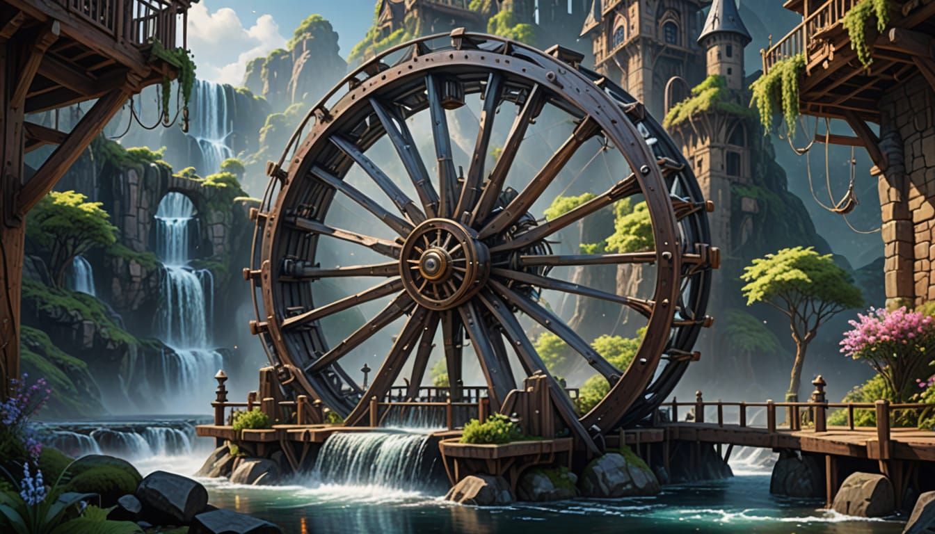 the interconnectedness of galactic water wheels, beautiful detailed magical, 8k resolution