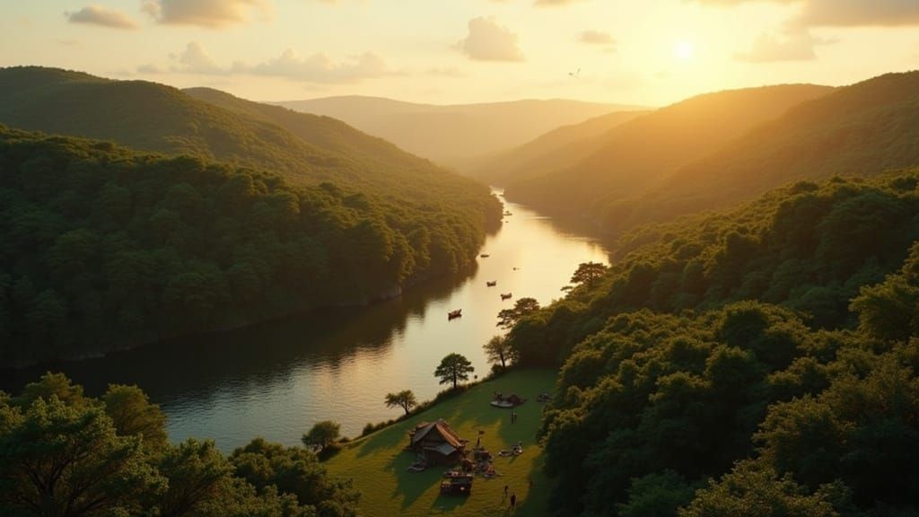 Cinematic Drone Shot of 15th Century Washington, DC Landscap...