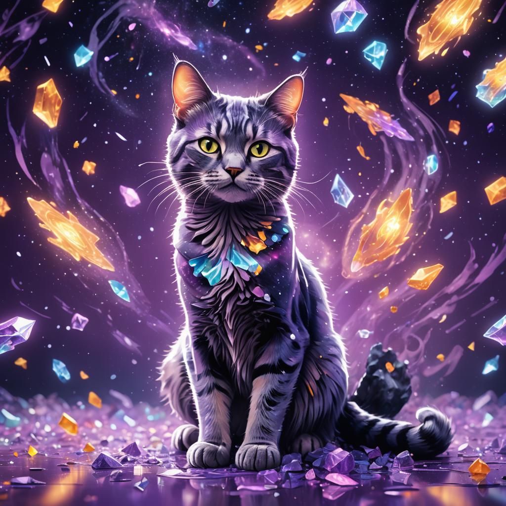 Holographic Astral Cat in Cosmic Illustration