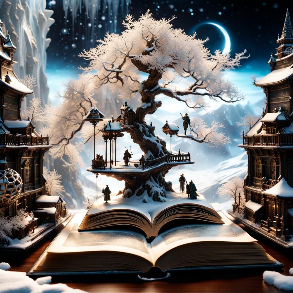 Steampunk Silver World Emerging from Book in Digital Art