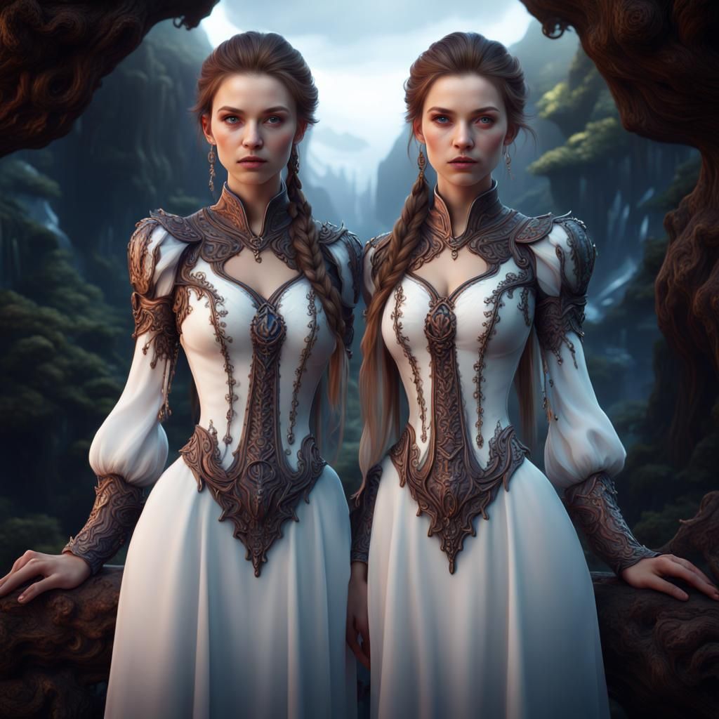 Twin Sisters: Detailed Fantasy Concept Art
