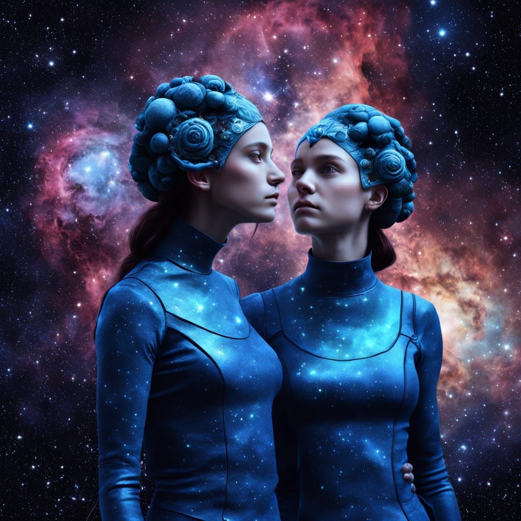 Hyper Realistic Twins in a Surreal Cosmic Galaxy