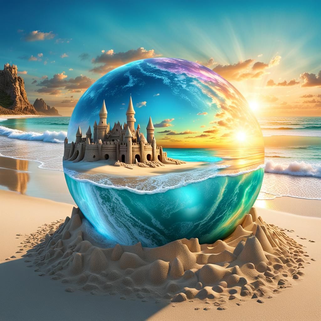 Sandcastle in Orb at Sunset: Digital Matte Painting