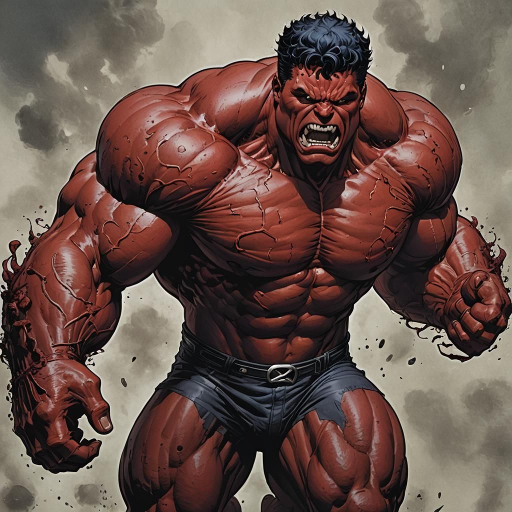 Red Hulk Absorbs Energy in Doomed Cityscape