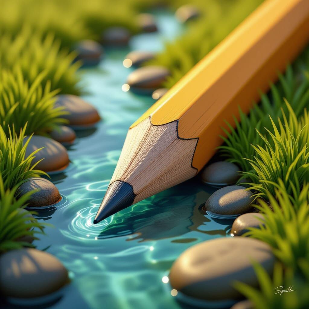 Concept Art: River Flows Through Giant Pencil