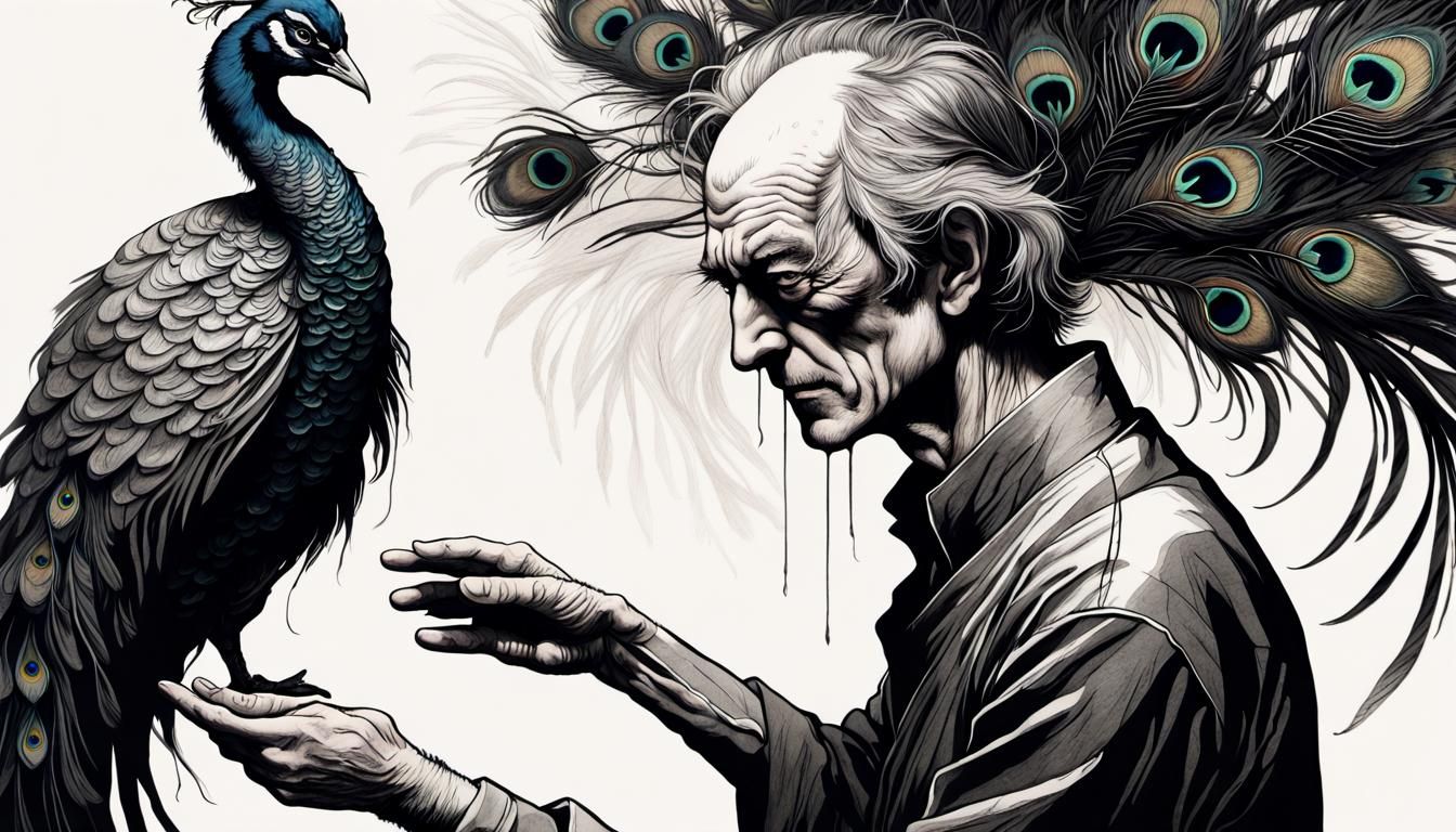 holding a mighty Peacock Bird in your hands. Bernie Wrightso...