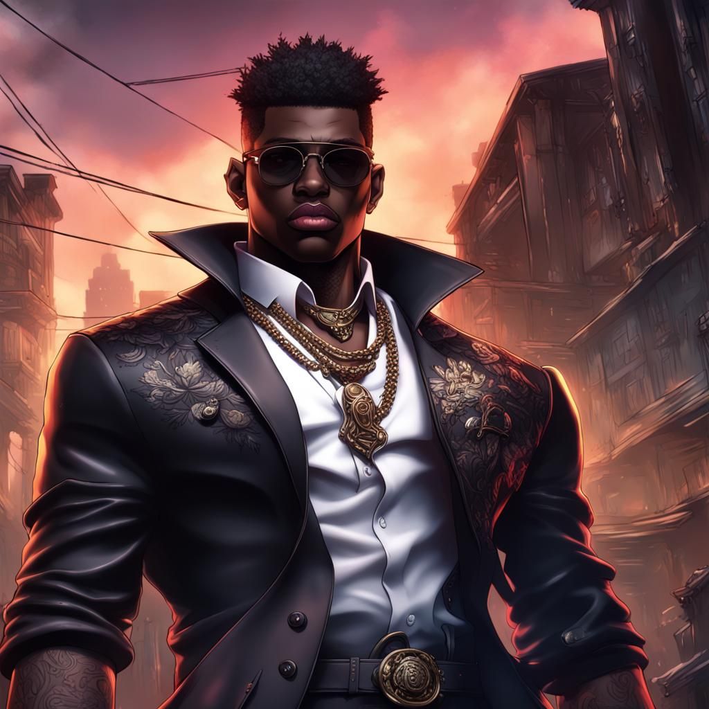 Manga Mafia Baddie Boy: Detailed Fantasy Concept Art