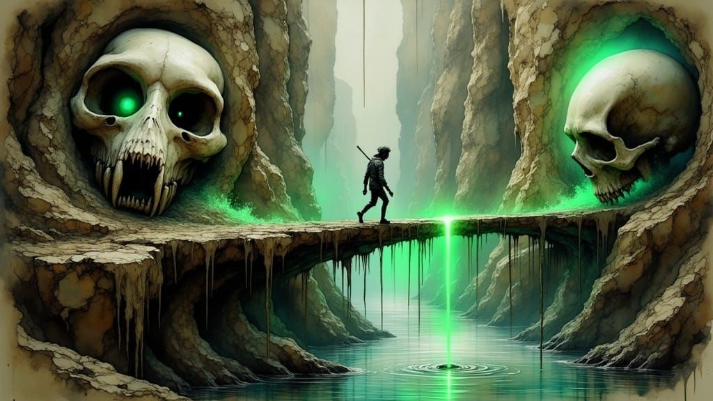 Wolf-Scorpion Hybrid Embodies Mystique on Eerie Bridge