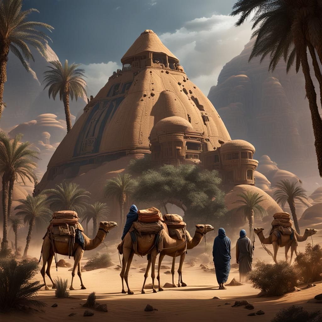 Camel caravan near a Sand Fortress