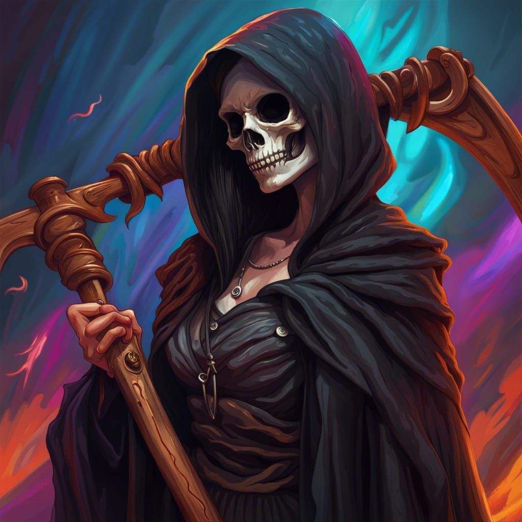 Young Grim Reaper in Discworld Illustration Style