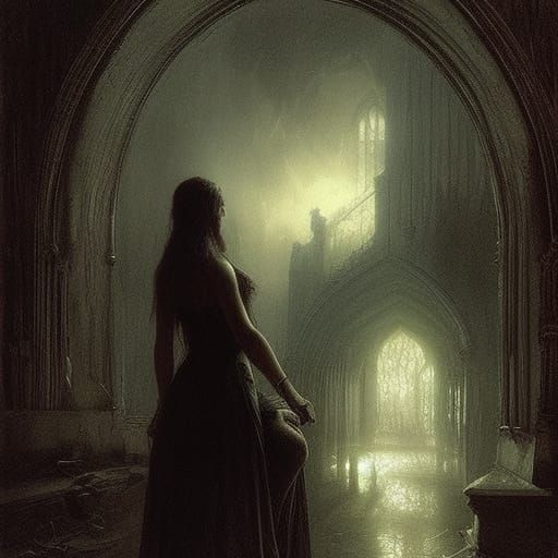 Eerie Gothic Girl Portrait in Dark Style