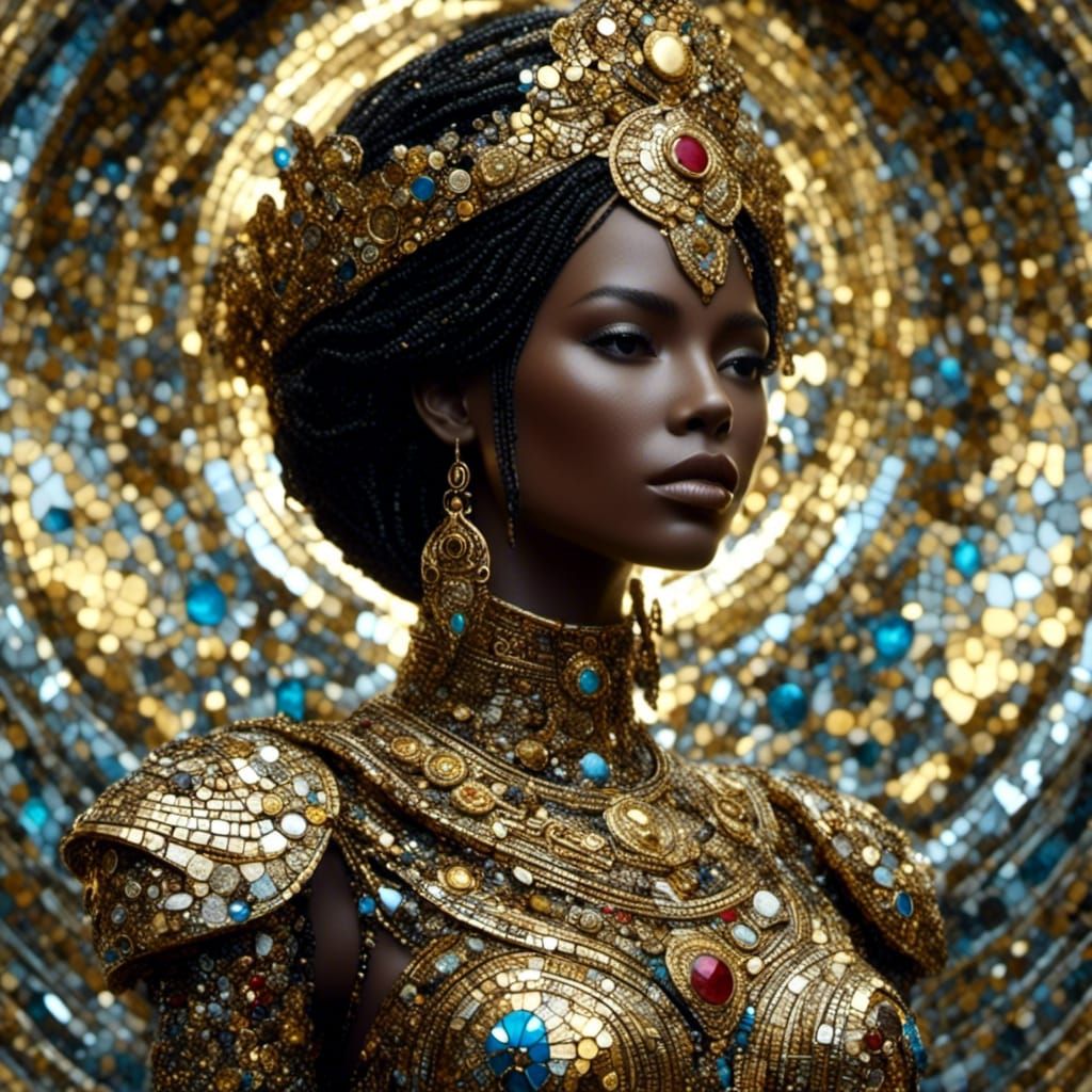 Byzantine Muse: Lo-fi 3D Portrait with Mosaic Crown