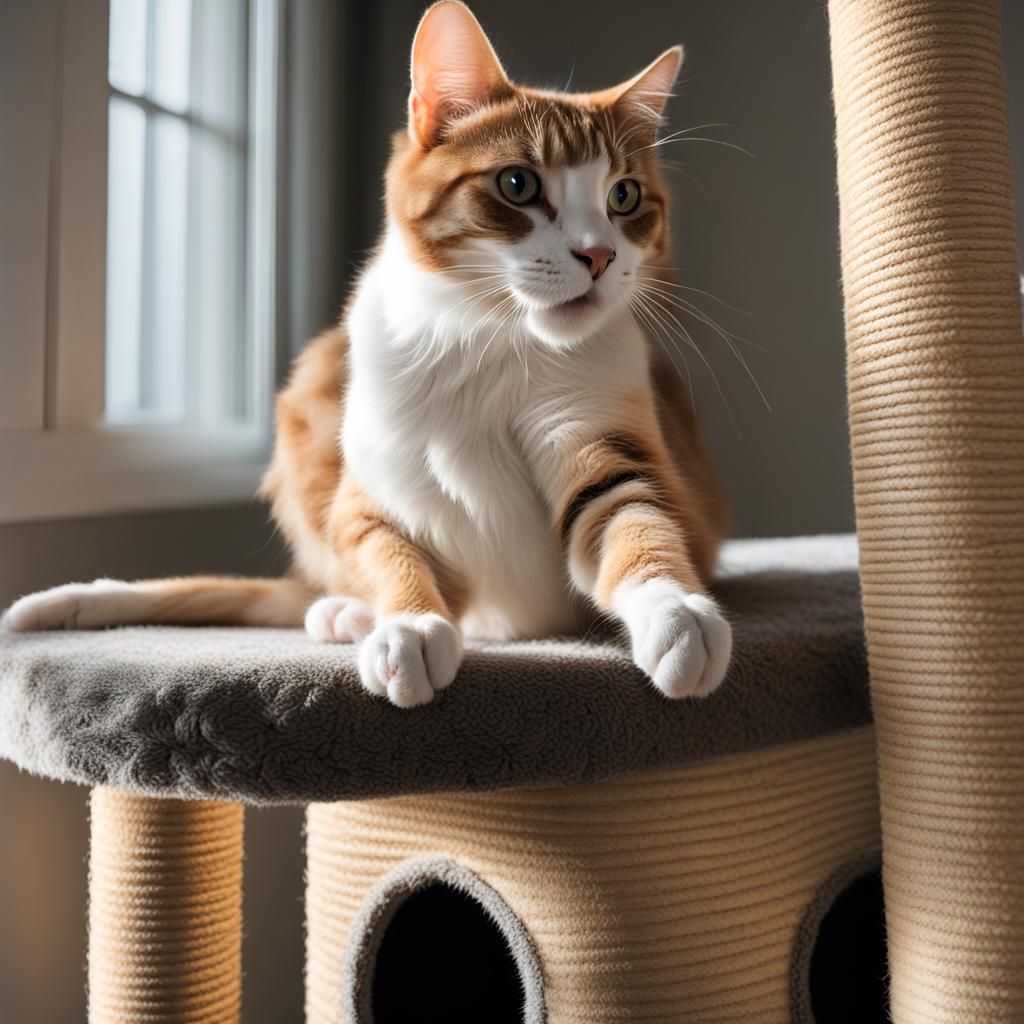 Regal Cat Observes Playful Mayhem