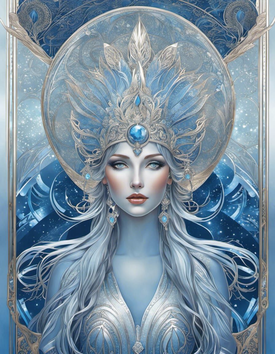 Ice Queen Goddess in Art Nouveau Style